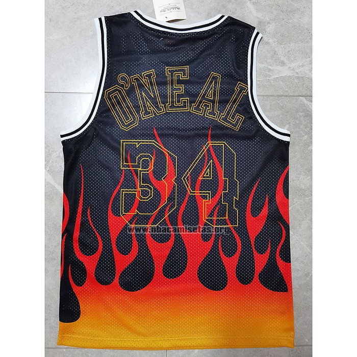Camiseta Los Angeles Lakers Shaquille O'neal Flames Negro